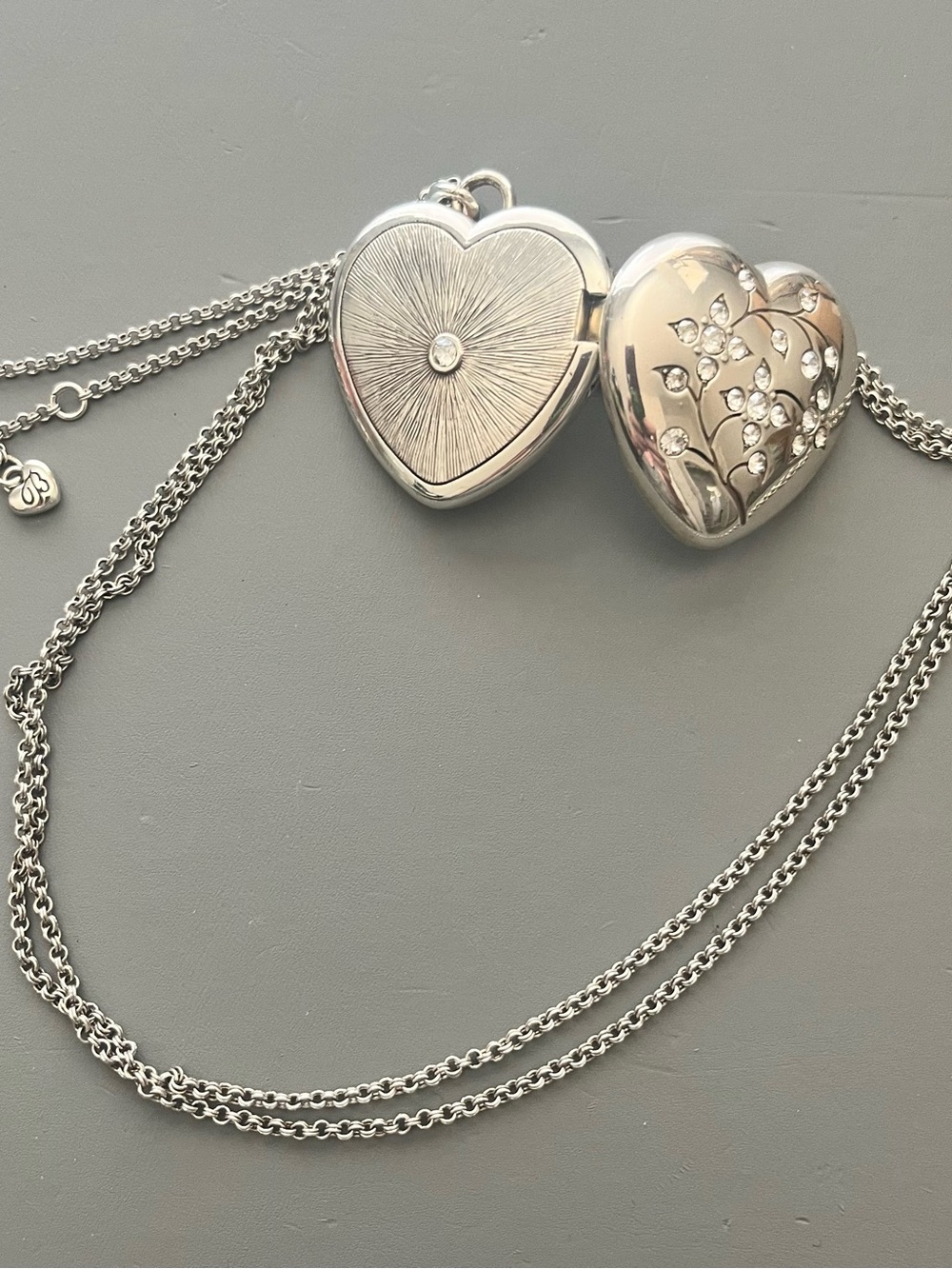 Brighton “Last Day Of Spring” Silver Plated Heart, Locket, Crystals Necklace - Picture 3 of 4